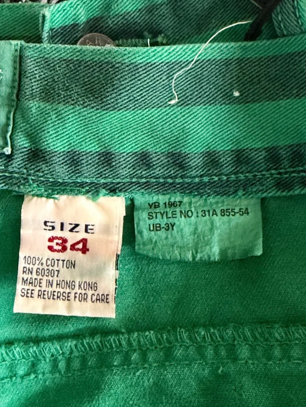 Vintage Ary Cooper Green Black Striped Shorts Men's 34 Cotton 90s Made in Hong K